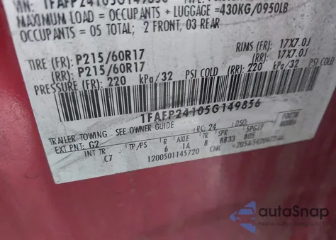 2005 Ford Five Hundred Sel from USA, damaged, VIN 1FAFP24105G149856